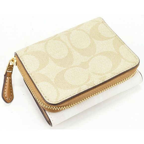 Coach Signature PVC Canvas Trifold Wallet